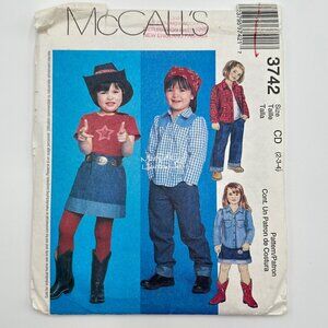 McCalls Children's UNCUT Western Fashion Pattern 3742 Size CD (2-3-4)
